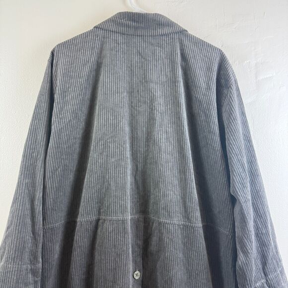 Gudrun Sjoden Gray Corduroy Coat Jacket Button Up Lagenlook Boho Size M - Picture 10 of 16